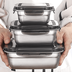 3pcs 304 Stainless Steel Sealed Fresh keeping Boxes Leakproof Food Containers