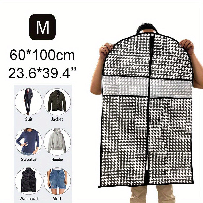 1pc Houndstooth Hanging Clothes Storage Bags Suit Dust Cover