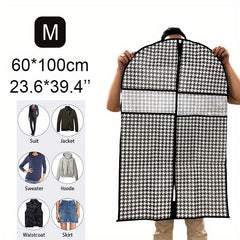 1pc Houndstooth Hanging Clothes Storage Bags Suit Dust Cover