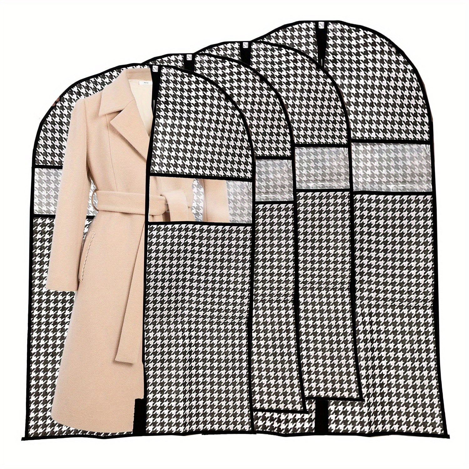 1pc Houndstooth Hanging Clothes Storage Bags Suit Dust Cover
