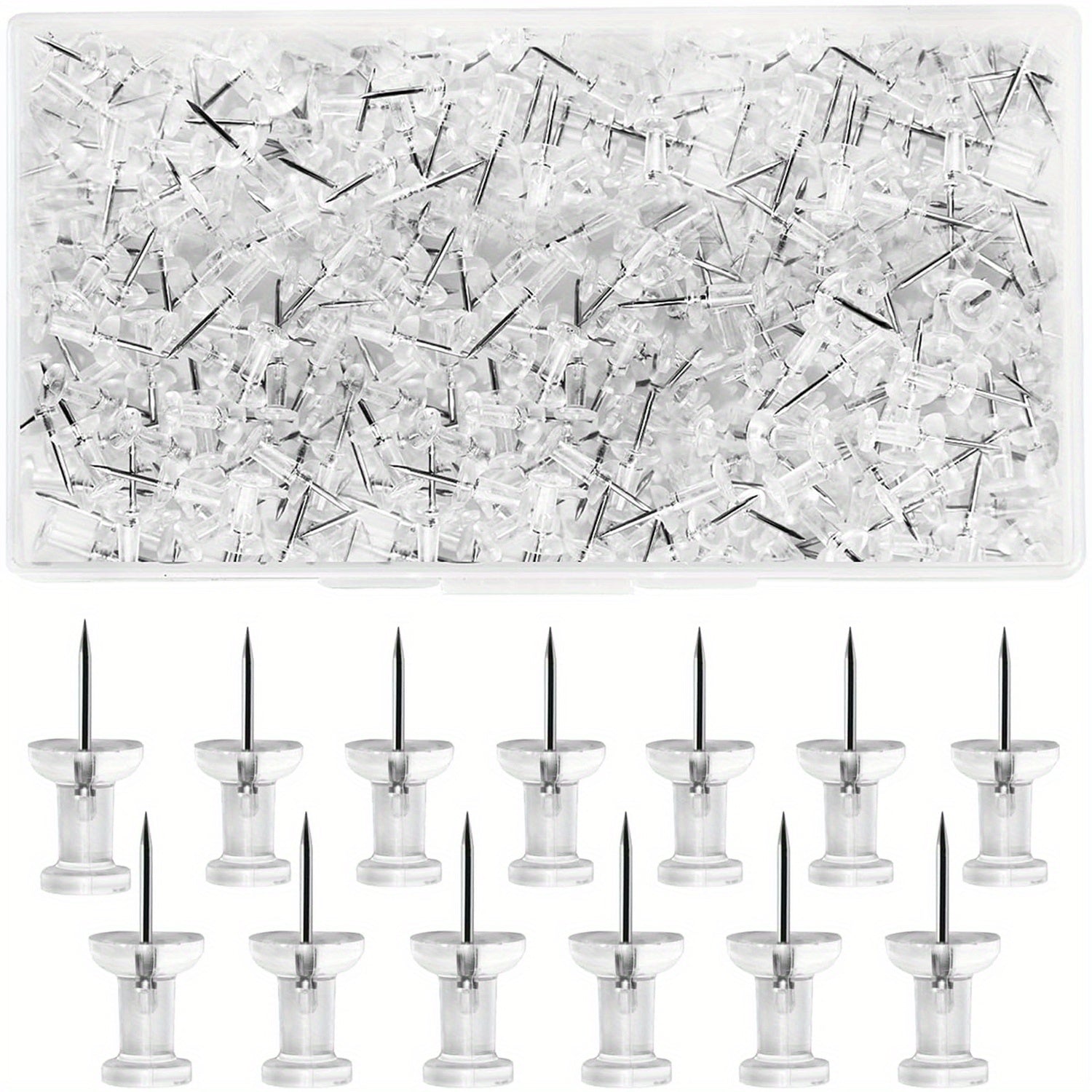 400 Clear Push Pins for Bulletin Board Stainless Steel