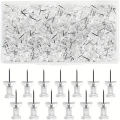 400 Clear Push Pins for Bulletin Board Stainless Steel