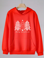 Christmas Tree Print Hoodies Girls Comfy Hooded Pullover With Pocket