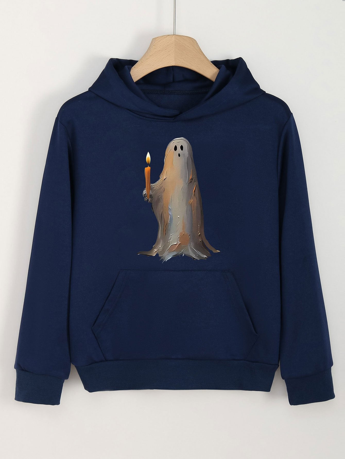Ghost Print Halloween Hoodie For Girls Kids