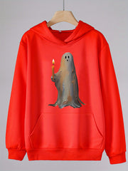Ghost Print Halloween Hoodie For Girls Kids