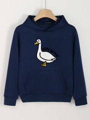 Duck Print Hoodie Girls Hooded Pullover with Pocket