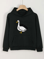 Duck Print Hoodie Girls Hooded Pullover with Pocket