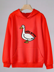 Duck Print Hoodie Girls Hooded Pullover with Pocket