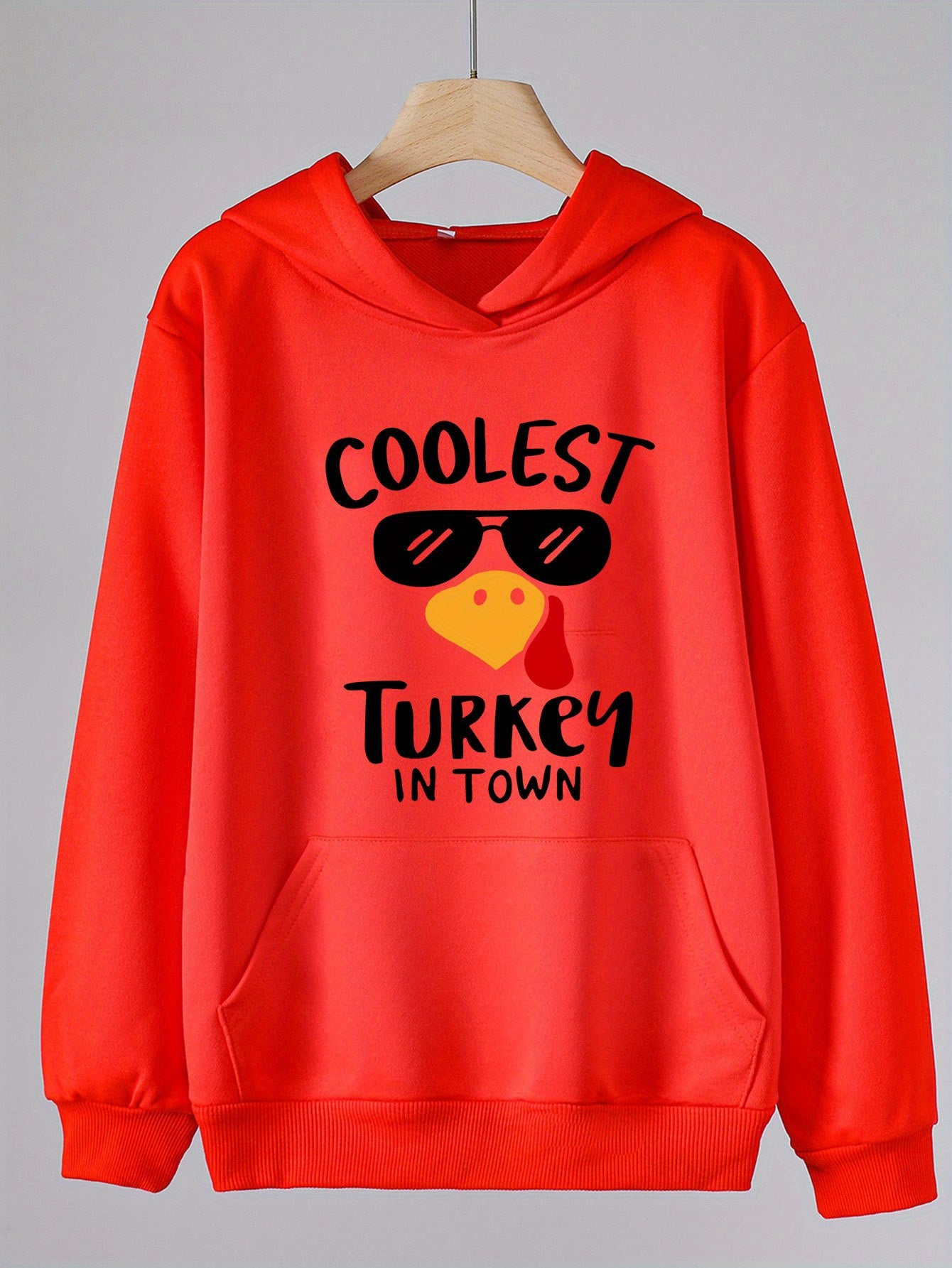 Coolest Turkey Print Hoodies Girls Comfy Hooded Pullover