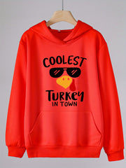 Coolest Turkey Print Hoodies Girls Comfy Hooded Pullover