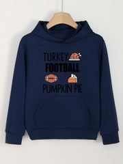 Turkey Football Pumpkin Pie Print Hoodie For Girls Kids Casual Pullover