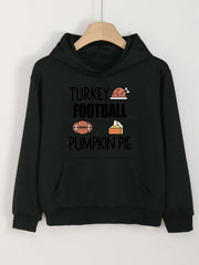 Turkey Football Pumpkin Pie Print Hoodie For Girls Kids Casual Pullover