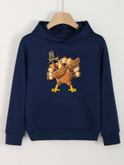 Turkey Graphic Hoodies Girls Comfy Hooded Sweatshirt With Pocket
