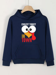 Turkey Print Hoodies Girls Comfy Hooded Pullover With Pocket