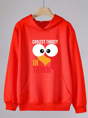 Turkey Print Hoodies Girls Comfy Hooded Pullover With Pocket