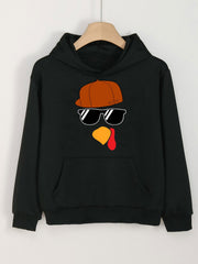 Turkey Face Print Girls Thanksgiving Hoodie