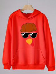 Turkey Face Print Girls Thanksgiving Hoodie