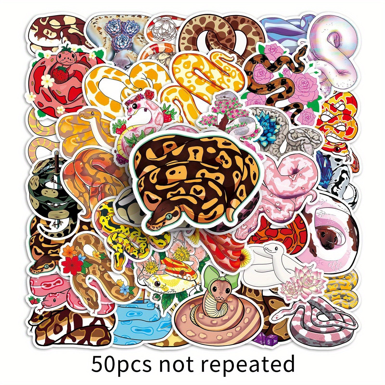 50pcs Snake Stickers Reptiles Snake Stickers Water Bottles Laptops