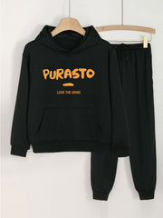 Girls Long Sleeve Hoodie & Sweatpants 2pcs Set - Spring/Autumn