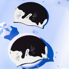 Silicone Waterproof Ear Protector Cat Pattern Swimming Cap