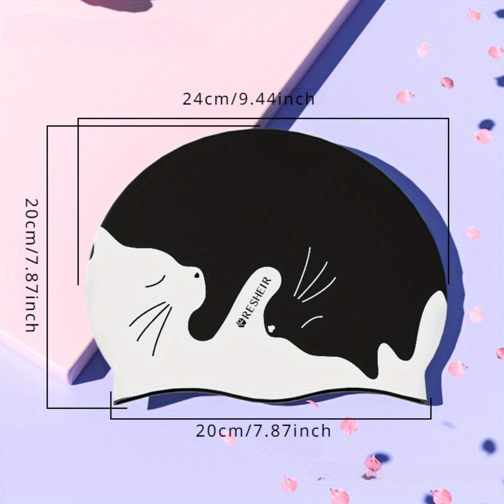 Silicone Waterproof Ear Protector Cat Pattern Swimming Cap