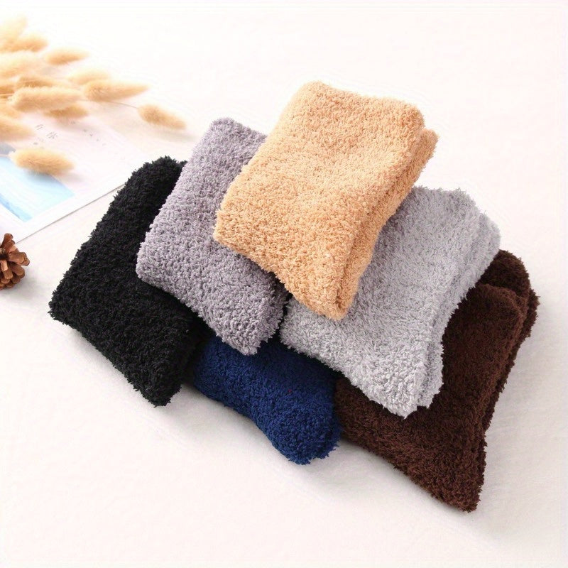 5 Pairs Plush Socks Fluffy Slippers Cozy Warm Winter Socks