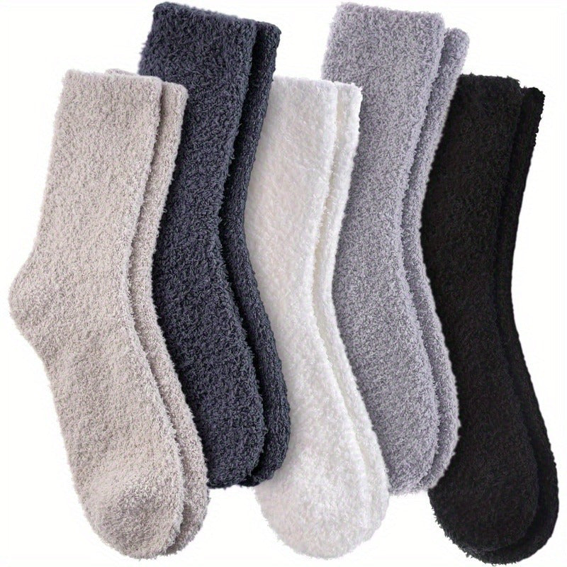 5 Pairs Plush Socks Fluffy Slippers Cozy Warm Winter Socks