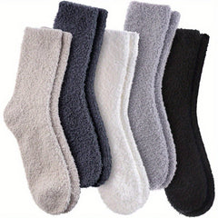 5 Pairs Plush Socks Fluffy Slippers Cozy Warm Winter Socks