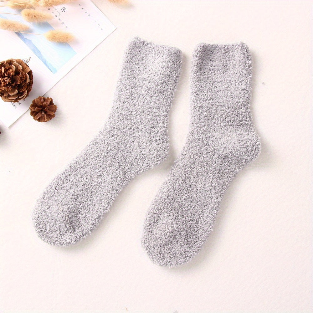 5 Pairs Plush Socks Fluffy Slippers Cozy Warm Winter Socks