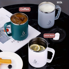 500ml Stainless Steel Water Cup w/ Handle Leakproof Coffee Cup