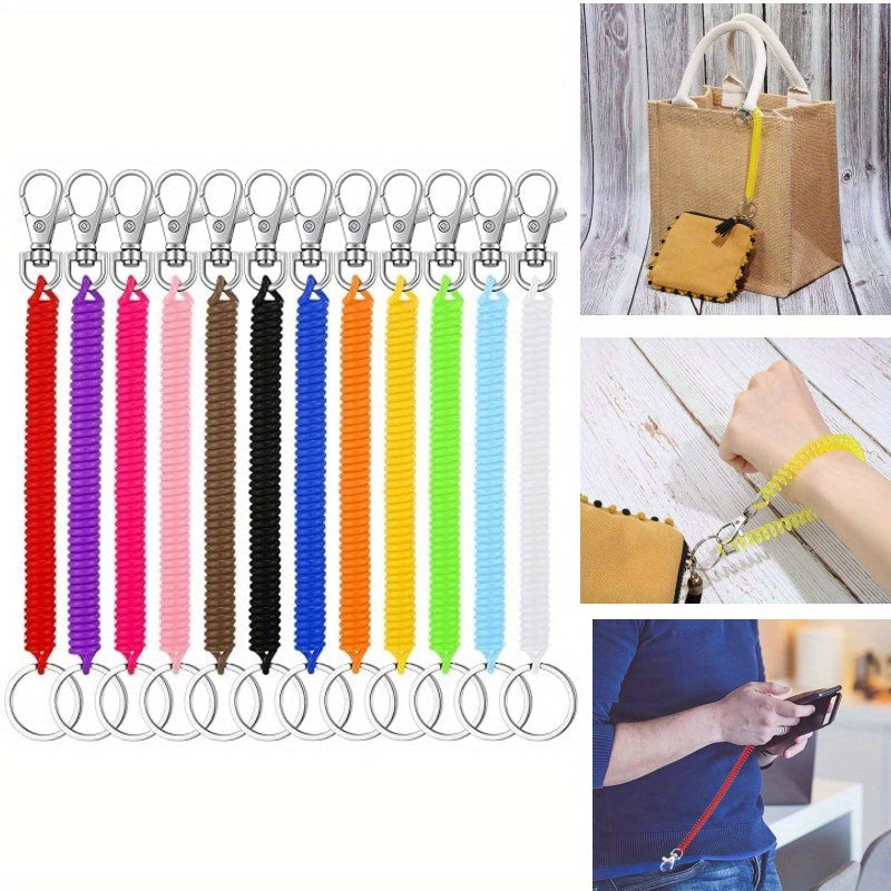 2pcs Retractable Spring Coil Keychain Anti-lost Keyring with Clasp