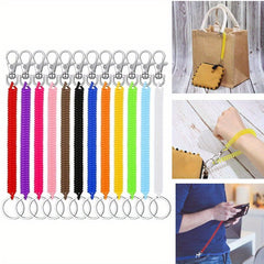 2pcs Retractable Spring Coil Keychain Anti-lost Keyring with Clasp