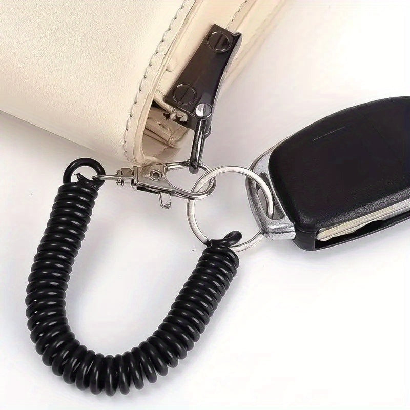 2pcs Retractable Spring Coil Keychain Anti-lost Keyring with Clasp