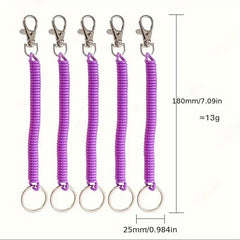 2pcs Retractable Spring Coil Keychain Anti-lost Keyring with Clasp