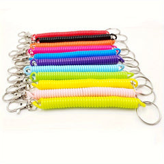 2pcs Retractable Spring Coil Keychain Anti-lost Keyring with Clasp
