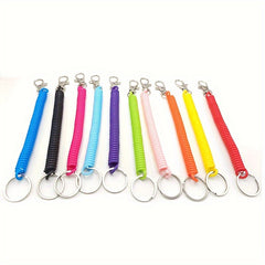 2pcs Retractable Spring Coil Keychain Anti-lost Keyring with Clasp