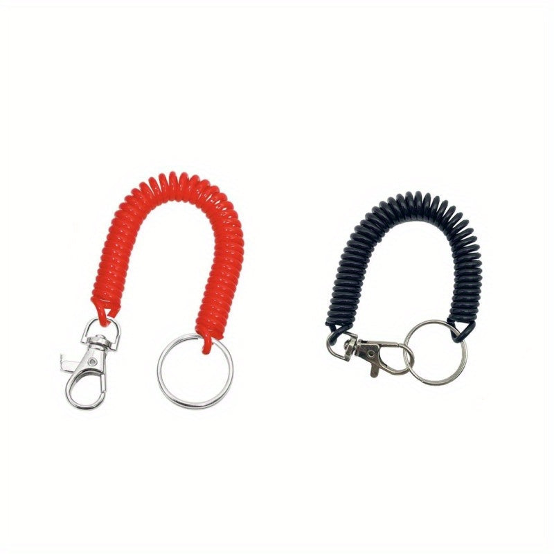 2pcs Retractable Spring Coil Keychain Anti-lost Keyring with Clasp