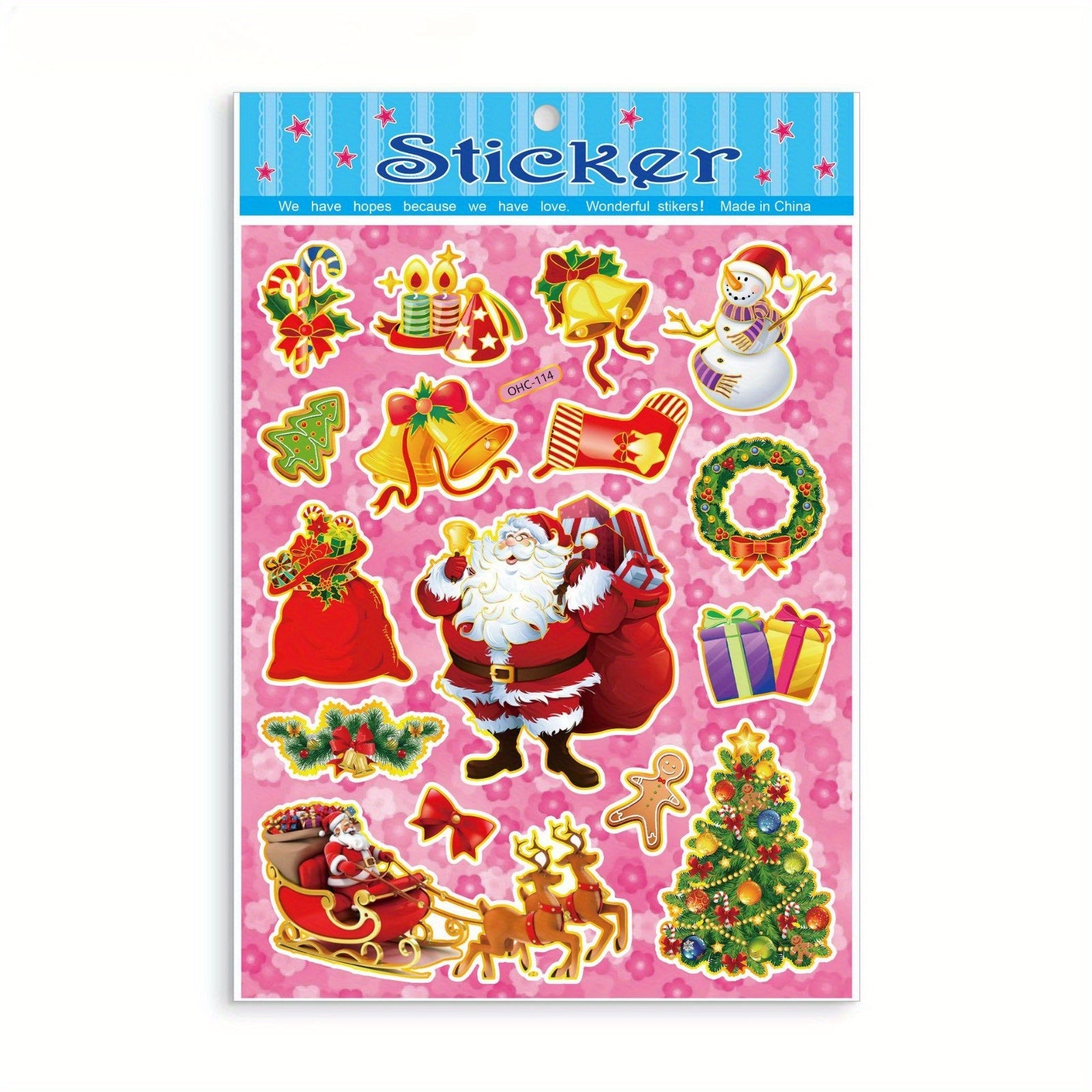 8pcs Christmas Stickers Hot Stamping Decorative Stickers Waterproof