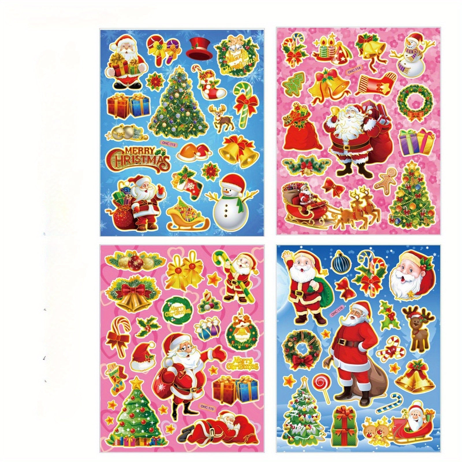 8pcs Christmas Stickers Hot Stamping Decorative Stickers Waterproof