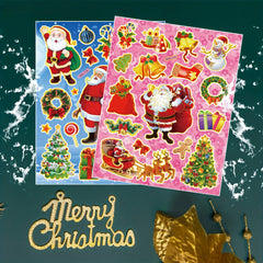 8pcs Christmas Stickers Hot Stamping Decorative Stickers Waterproof