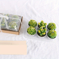 6pcs Christmas Cactus Succulent Candles for Birthday Crafts