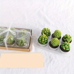 6pcs Christmas Cactus Succulent Candles for Birthday Crafts