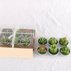 6pcs Christmas Cactus Succulent Candles for Birthday Crafts
