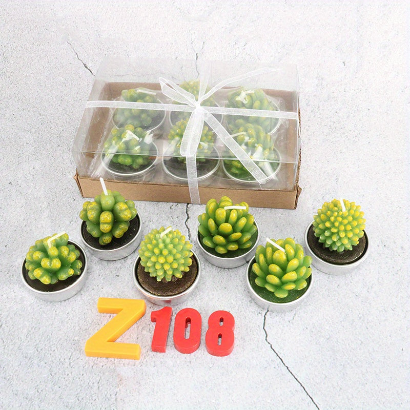 6pcs Christmas Cactus Succulent Candles for Birthday Crafts