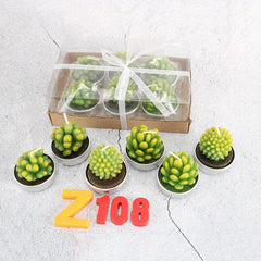 6pcs Christmas Cactus Succulent Candles for Birthday Crafts