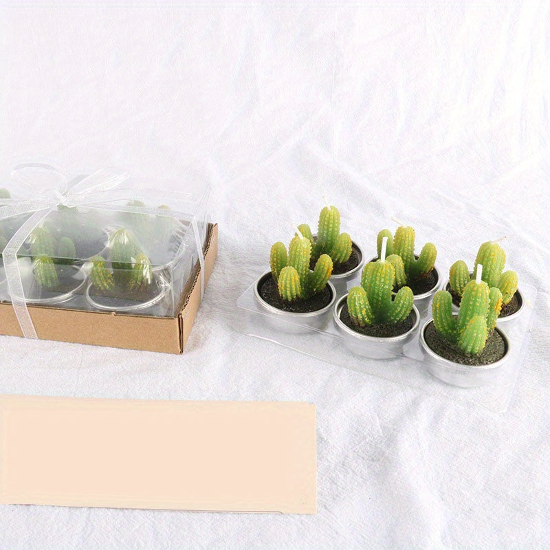 6pcs Christmas Cactus Succulent Candles for Birthday Crafts