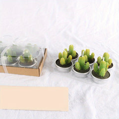 6pcs Christmas Cactus Succulent Candles for Birthday Crafts