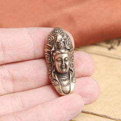 Vintage Brass Guanyin Ruyi Keychain Pendant Bag Charm