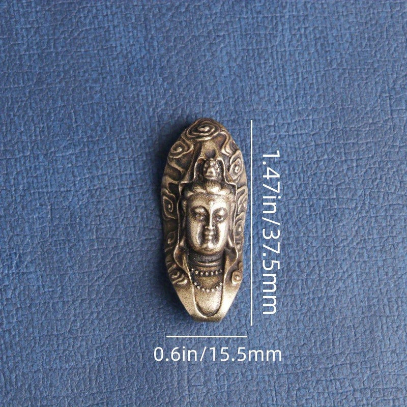 Vintage Brass Guanyin Ruyi Keychain Pendant Bag Charm