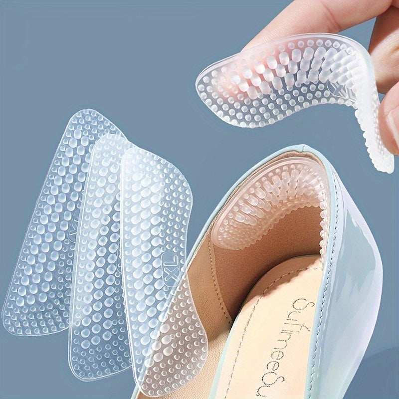 4pcs Silicone Heel Stickers Non Slip Heel Cushions Shoe Pads Foot Protector